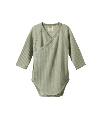 Merino Pointelle Long Sleeve Kimono Bodysuit