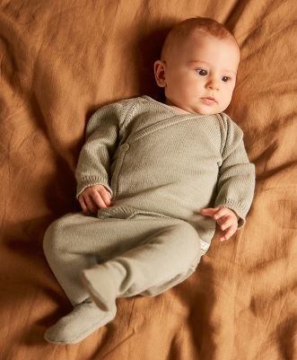 Merino Knit Footed Rompers